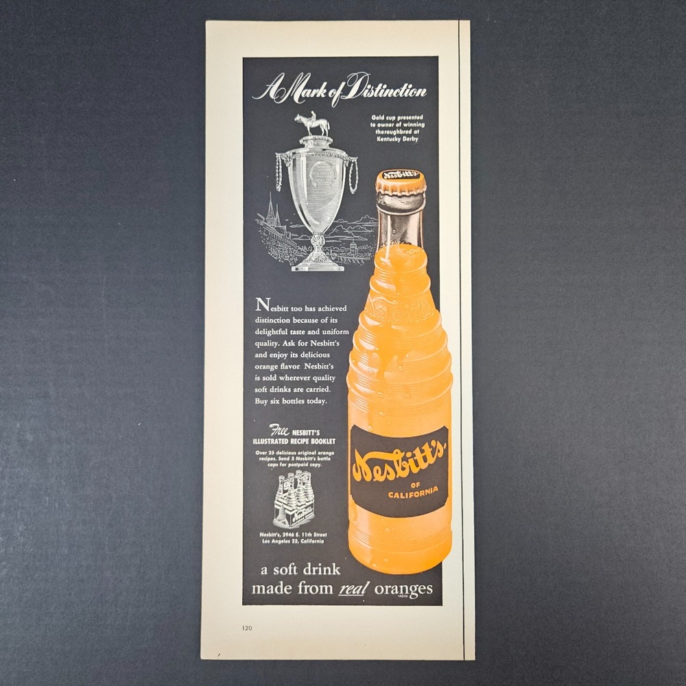 1951 Nesbitt's of California Orange Soda Pop Soft Drink Vintage Print Ad LA CA